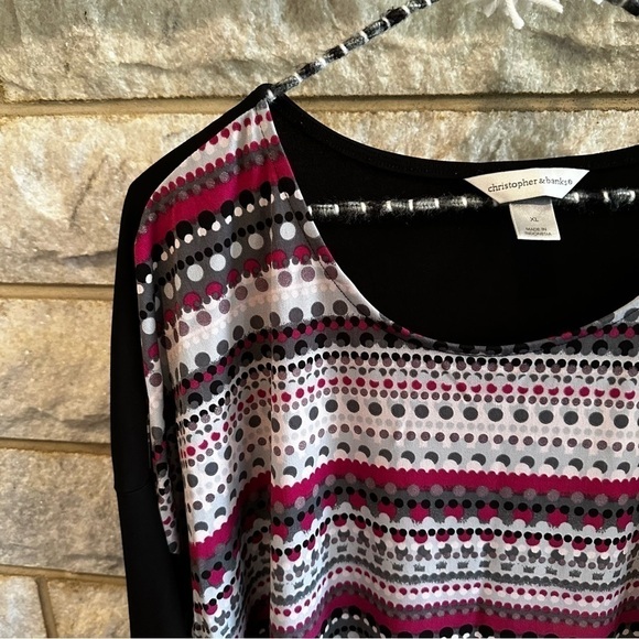 Christopher & Banks dolman high low geometric print tunic top XL - Picture 5 of 6